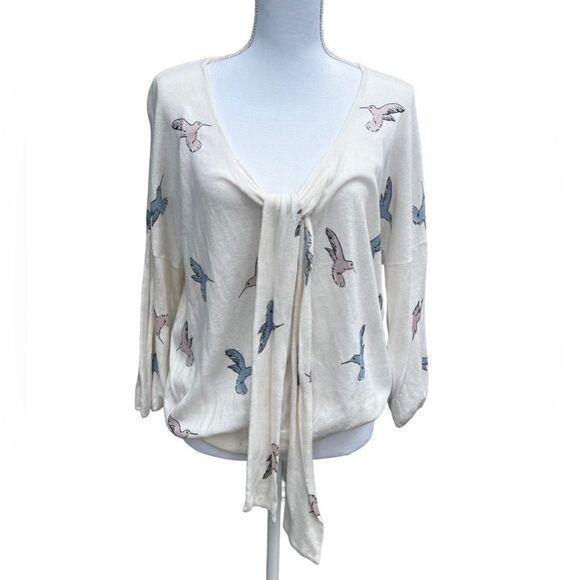 Portrait of a Flower Hummingbird Tie Neck Sweater - Picture 5 of 6